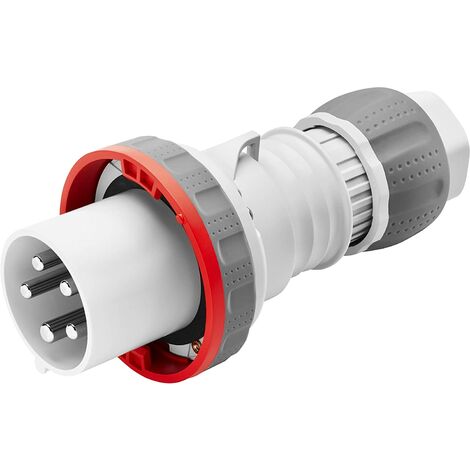 Gerader mobiler Stecker IP69 3P+E 125A 380-415V Rotes Schutzrohr Verdrahtung (1/4)