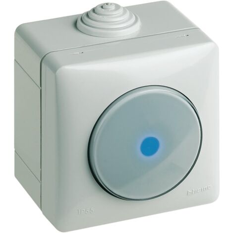 Axialer Wandtaster mit Hintergrundbeleuchtung 10A 250Vac Bticino Idrobox 26005