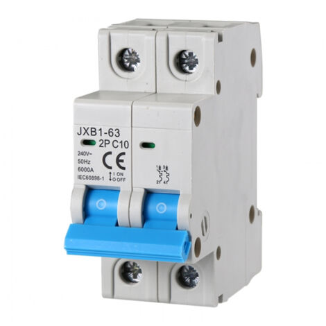 gloca Automatischer Leitungsschutzschalter 2P 10A 220V 6KA 2 Module DIN C10 (1/4)