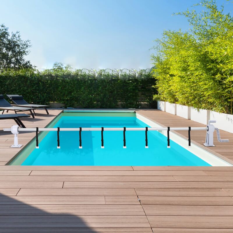 Enrouleur De Bâche Piscine FIVMEN - Système Mobile Réglable 1,05-6,15m Avec Sangres Aluminium