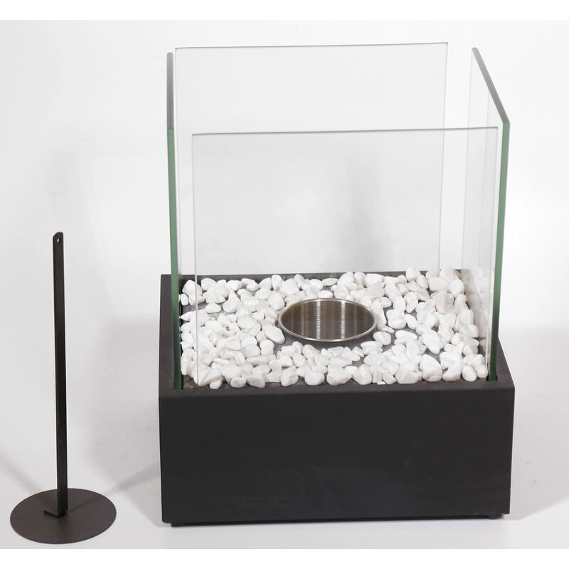 Cheminée de table portable au bioéthanol avec extincteur en forme de U Noir  Cheminée décorative en verre pour l'intérieur et l'extérieur :  : Bricolage