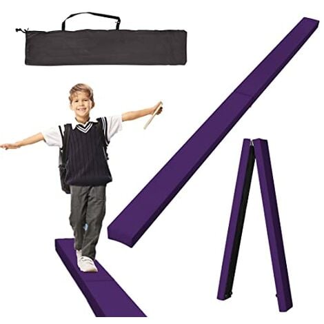 AIZY Poutre d'équilibre pliable pour enfant avec tapis antidérapants et sac  de rangement - 210 x 10 x 6,5 cm - Rose NAIZY