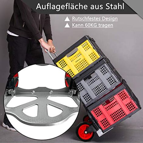 Chariot Diable Pliable TEENO 150kg - Châssis Métallique Robuste, Hauteur Réglable 80-112cm