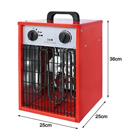 Chauffage Soufflant électrique 5 KW – 4 Niveaux, Thermostat, Pour Atelier, Garage, Chantier (400V) - 7