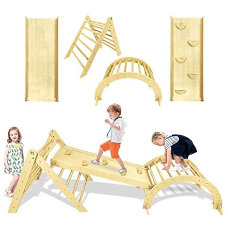 Triangle D'escalade Bois AIYAPLAY - Avec Toboggan - Enfants 18-48 Mois - Max 50kg