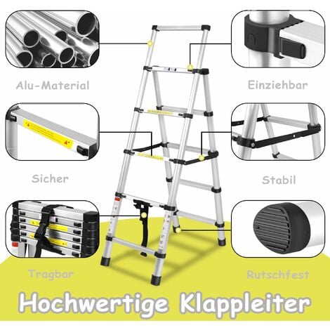 Échelle Télescopique en Aluminium 3,8m(1,9+1,9)m, Kraft Muller
