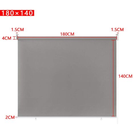 Store Enrouleur Occultant Isolant Thermique avec Revêtement sans Perçage Avec Protection UV - 180 x 140 cm Gris NAIZY
