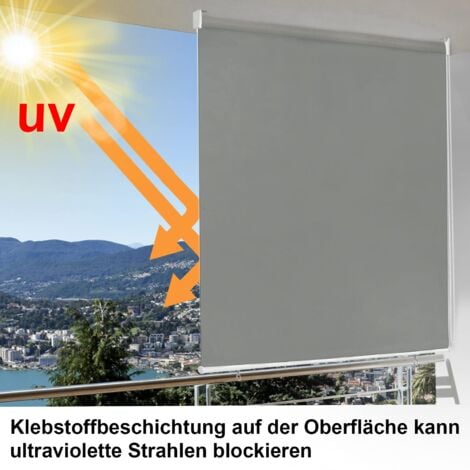 Store Enrouleur Occultant Isolant Thermique avec Revêtement sans Perçage Avec Protection UV - 180 x 140 cm Gris NAIZY