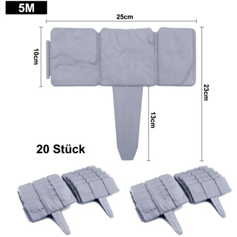 Palissade En Plastique Pierre Plaska - Marron - Longueur 382,7 Cm, Hauteur 11,5 Cm - Lot De 12 Pièces