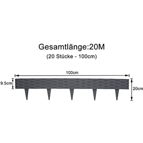 Bordure De Pelouse 20 M NAIZY – Rouleau Plastique PP Vert Flexible, Anti-UV Et Résistante Intempéries