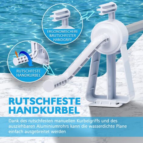 Kit Enrouleur Pour Couverture De Piscine - 8 Pinces & Sangle 1.76m - Facile à Installer, Pour Bâche Solaire Jusqu'à 1.5cm - 3