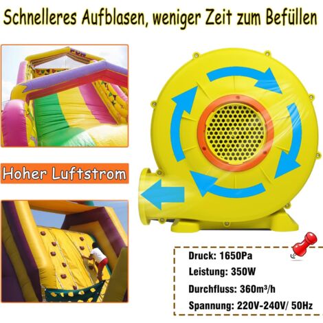 LIFEZEAL Souffleur Gonflable – Moteur 450W/680W, Câble 3,8m, Léger, Silencieux – Pour Châteaux, Matelas, Décorations – Jaune/Vert