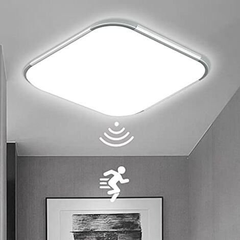 Ineasicer Plafonnier LED 24W avec Radar et Capteur Crépusculaire, Noir Rond  Lampe Plafond, Ø30cm Luminaire Plafonnier avec Détecteur de Mouvement