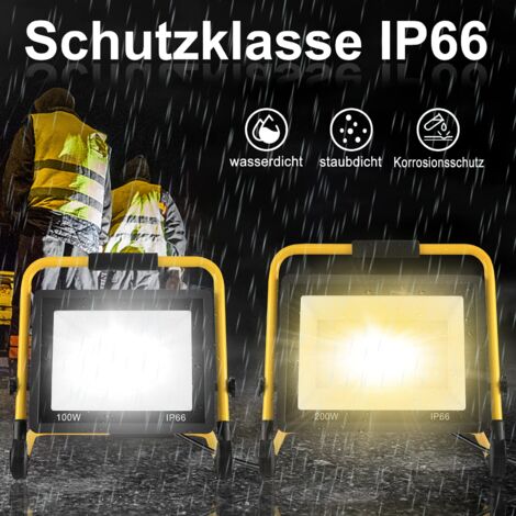 Projecteur de Chantier à LED Lampe de Travail Floodlight avec IP66 Étanche, Câble 3M et Support Pliable -100W Blanc Froid NAIZY