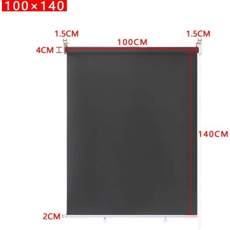 Store Enrouleur Occultant Isolant Thermique avec Revêtement sans Perçage Avec Protection UV - 100 x 140 cm Anthracite NAIZY