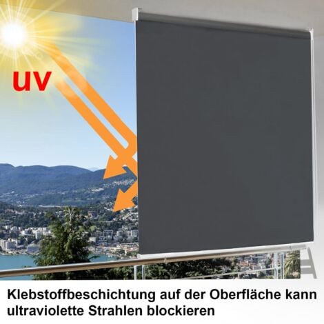 Store Enrouleur Occultant Isolant Thermique avec Revêtement sans Perçage Avec Protection UV - 100 x 140 cm Anthracite NAIZY