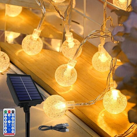 Generic - Guirlande lumineuse solaire pour abeilles d'extérieur 31 pieds 50  LED avec 8 modes d'éclairage, lumières solaires étanches pour patio,  jardin, pelouse, mariage, fête de Noël (blanc chaud) - Guirlandes  lumineuses 