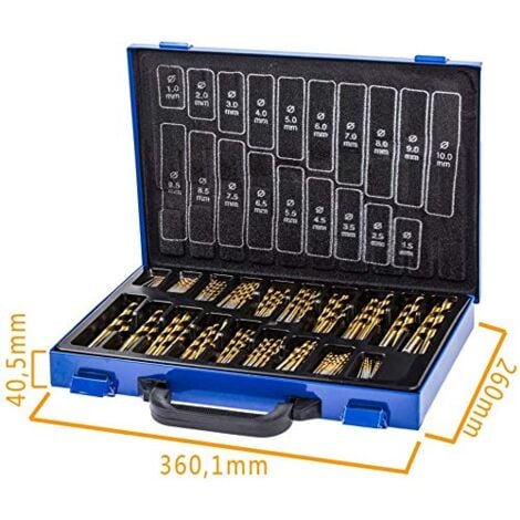 Jeu de Forets en Acier 170 Pièces Pour toutes les perceuses courantes avec 1-10 mm - Angle de pointe 135° HSS-G cobalt NAIZY