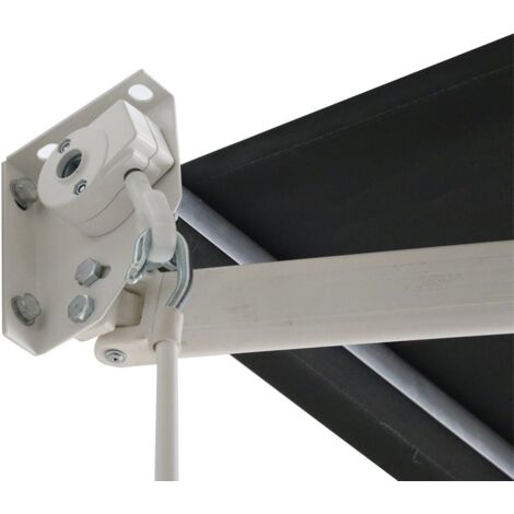 Store Banne à Bras Articulé 3,6x3m Protection Solaire pour Balcon en Aluminium avec Toile en Polyester Imperméable, Store à Pince Anti-UV, Écran de Protection Gris Foncé NAIZY