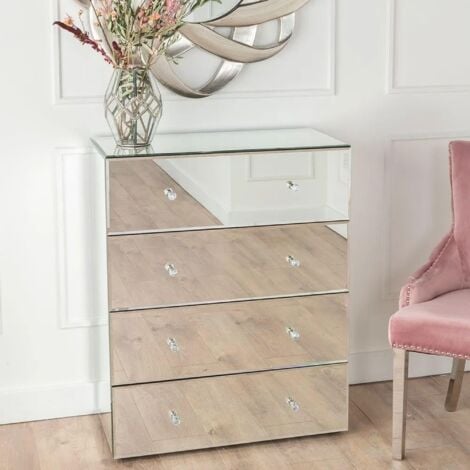 Mirrored chest online cabinet