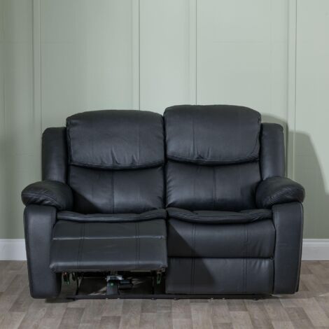 Stamford  Black Leather 2 Seater Recliner Sofa
