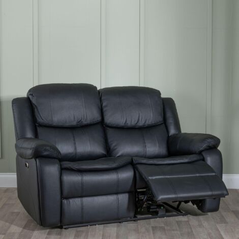 Stamford  Black Leather 2 Seater Recliner Sofa