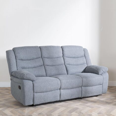 Angelo Dark Grey Fabric 3 Seater Recliner Sofa Grey