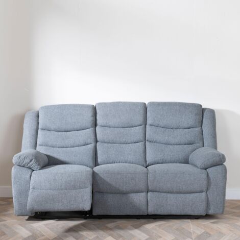 Angelo Dark Grey Fabric 3 Seater Recliner Sofa Grey