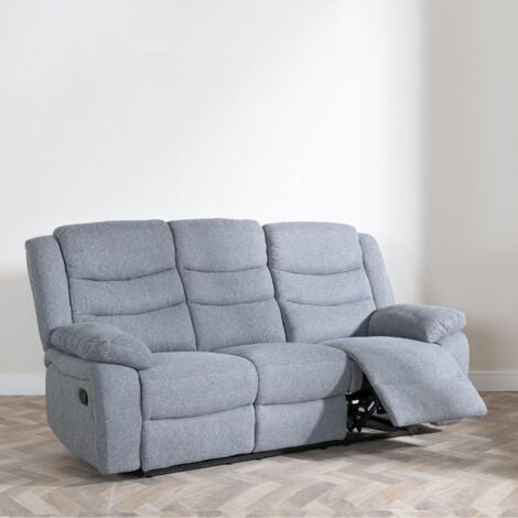 Angelo Dark Grey Fabric 3 Seater Recliner Sofa Grey