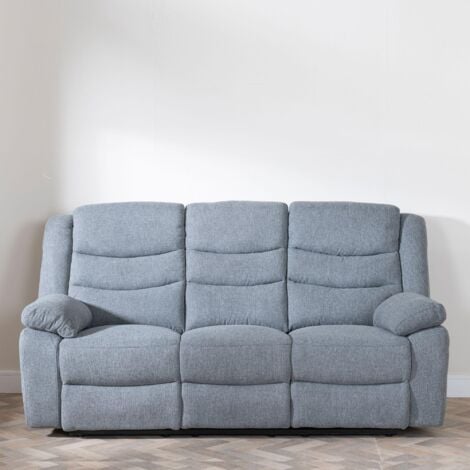 Angelo Dark Grey Fabric 3 Seater Recliner Sofa Grey