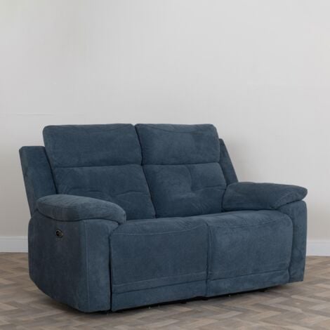 Eboli Ancona Blue Fabric 2 Seater Electric Recliner Sofa