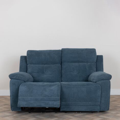 Eboli Ancona Blue Fabric 2 Seater Electric Recliner Sofa