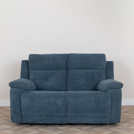 Eboli Ancona Blue Fabric 2 Seater Electric Recliner Sofa