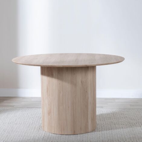 Emilia Fluted Oak Effect 4 Seater Round Dining Set