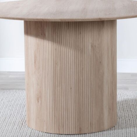 Emilia Fluted Oak Effect 4 Seater Round Dining Set