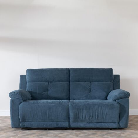 Eboli Ancona Blue Fabric Electric Recliner Sofa Set