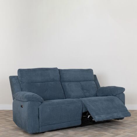 Eboli Ancona Blue Fabric Electric Recliner Sofa Set