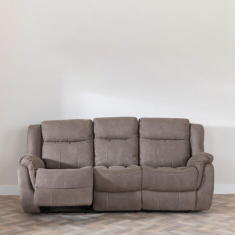 Bergamo Brown Fabric 3 Seater Recliner Sofa Default Title