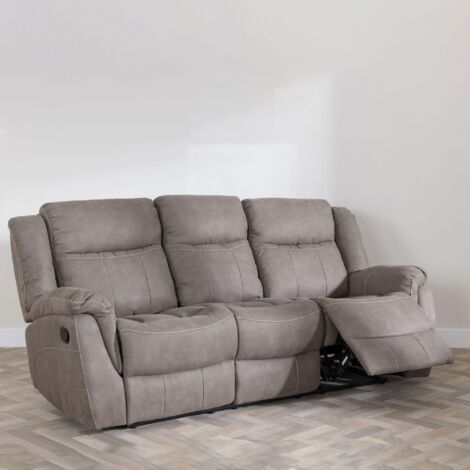 Bergamo Brown Fabric 3 Seater Recliner Sofa Default Title
