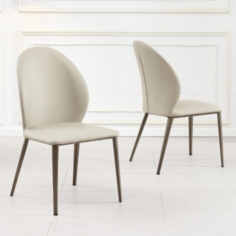 Set of 2 Favara Taupe Faux Leather Dining Chair