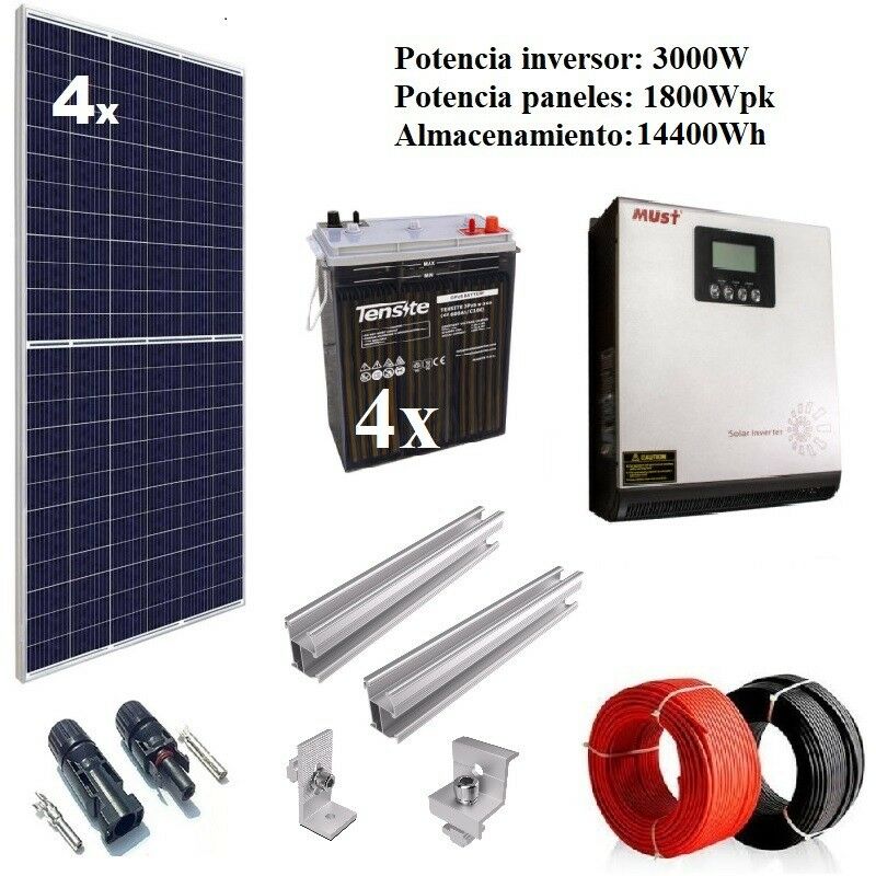 Kit Solar Fotovoltaico 3000W 24V 6400Whdia