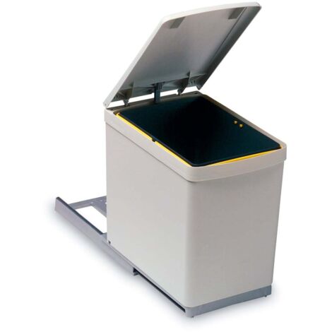 Seau de stockage gris 16L – Acier inoxydable et polypropylène – Ouverture automatique du couvercle – Dimensions 360x230x380mm – Gollinucci (1/3)