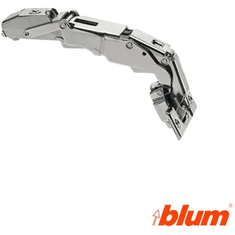 Blum – Charnière droite 155º clip top sans vis à ressort – Acier nickelé – Pour portes 20 à 24 mm d'épaisseur – Ouverture jusqu'à 155º