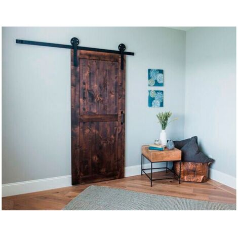 Kit accessoires pour portes coulissantes en bois jusqu'à 120 Kg – Finition noir mat texturé – Pour vantaux simples ou doubles – Mengual (1/5)