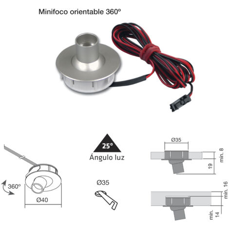 Hera Mini Spot Oeil LED Orientable Aluminium 1W Froid