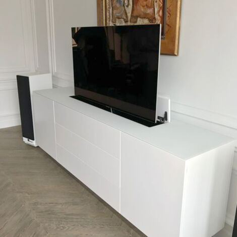 Support TV ascenseur électrique 32-50 pouces – Charge 45 kg – Moteur à levage rapide – Installation facile – Mengual