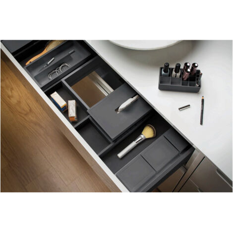 Kit de salle de bain tiroir supérieur anthracite – Pack d'accessoires 1 – Matériau polypropylène – Pour espaces supérieurs à 150 cm – Gollinucci (1/5)