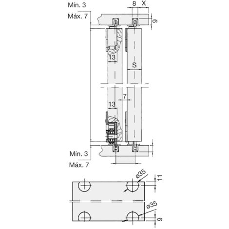 Set d'accessoires pour porte 23Kg S-310 - SÉRIE 310 - Guide en aluminium pour 23 et 43 Kg.