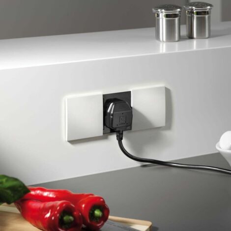 Due Juego Tapas Para Base Doble Enchufe Schuko Blanca (1/5)