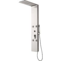 Columna BHAGA de Hidromasaje Plateada con Ducha Superior y 4 Jets de Masaje
